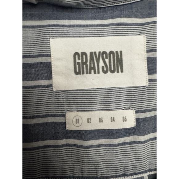 Grayson The Hero Button Up Blue White Nautical Casual Relaxed Shirt Size Small - Picture 6 of 6
